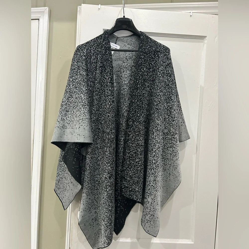 Calvin Klein Chic and Shimmery Black and Silver Shawl - Picture 2 of 9